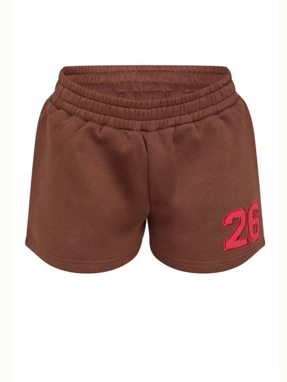 Women’s Brown Athletic Shorts with Red 26 Accent